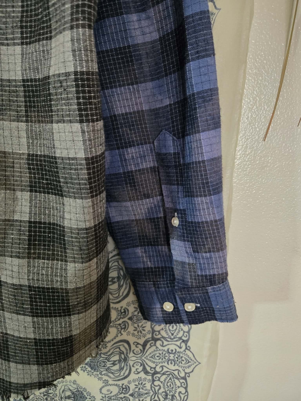 BoohooMAN L Patchwork Plaid Shirt Grunge Streetwear Boho Blokecore Graphic Butto - Picture 6 of 9